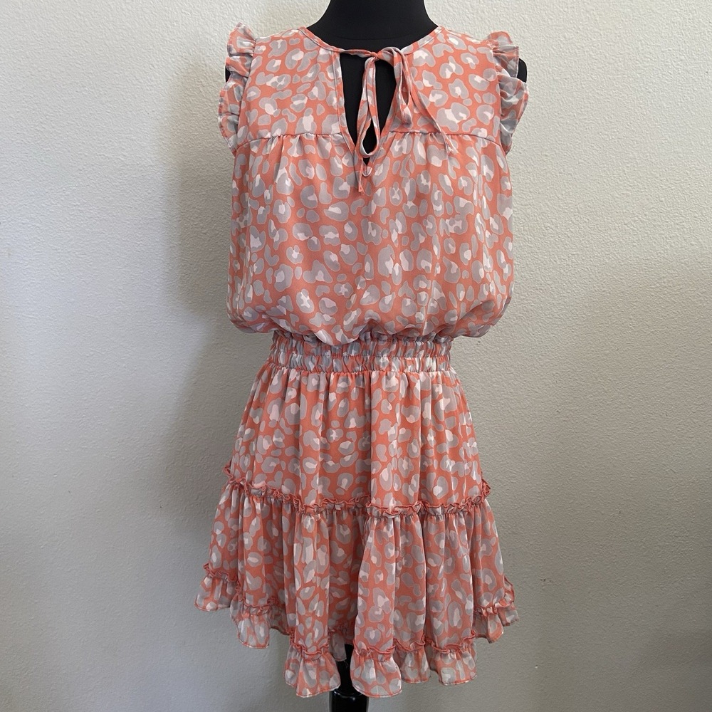 Adrienne Dress Orange Colorful Sleeveless Elastic Waist Junior Small Made in USA